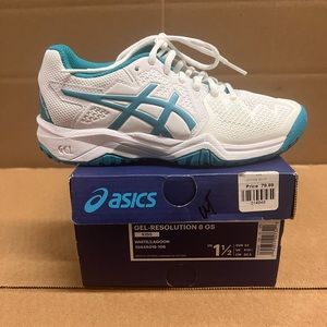 Asics Gel-Resolution 8 GS for kids size 1.5 White color/blue